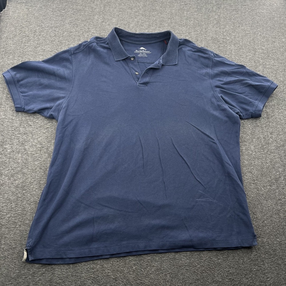 Tommy Bahama Polo Shirt Mens 3XL Blue Classic Beach Vacation *DAMAGED BUTTONS